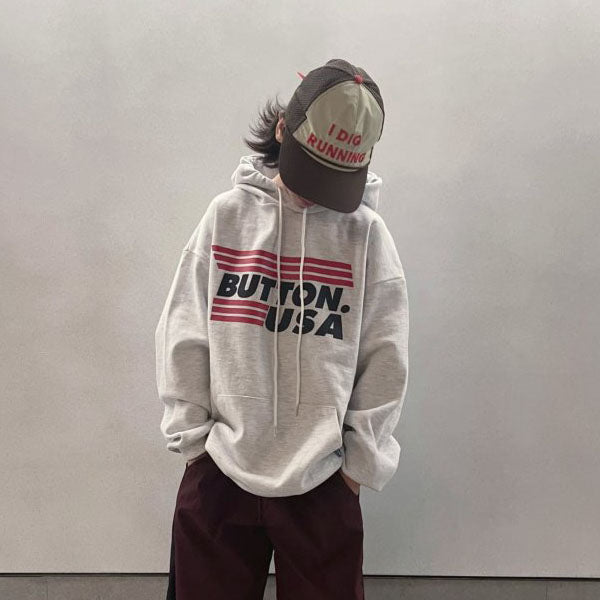 USA Butter Hoodie Korean juniors sweater in off-white melange made in Korea