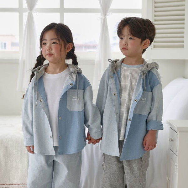 Denim Hooded Jacket Korean toddler jacket in light denim made in Korea