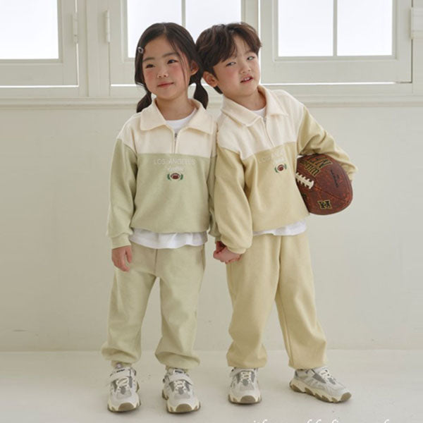 26 Spring Rugby Collar Set Korean toddler set in apple green made in Korea