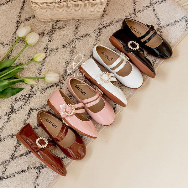 Y785 Ena Flats Korean infant shoes in black made in Korea