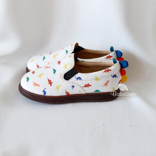Y859 LED Dinosaur Shoes Korean infant shoes in white made in Korea