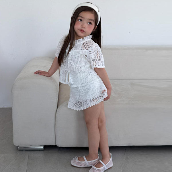 Rosie Crochet Skirt Korean toddler skirt in ivory made in Korea