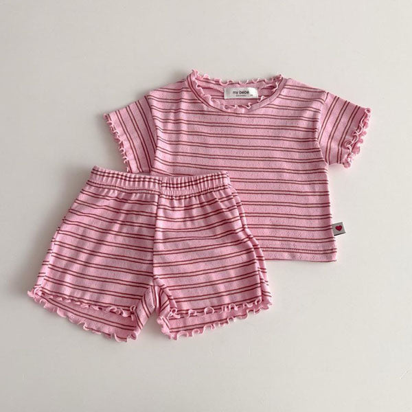 Eyelet Top & Bottom Set Korean infant set in ivory made in Korea