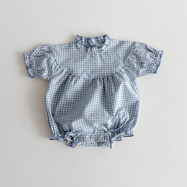 Pastel Bodysuit Korean infant bodysuit in check made in Korea