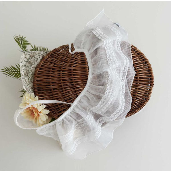Organza Lace Apron Korean kids in ivory made in Korea
