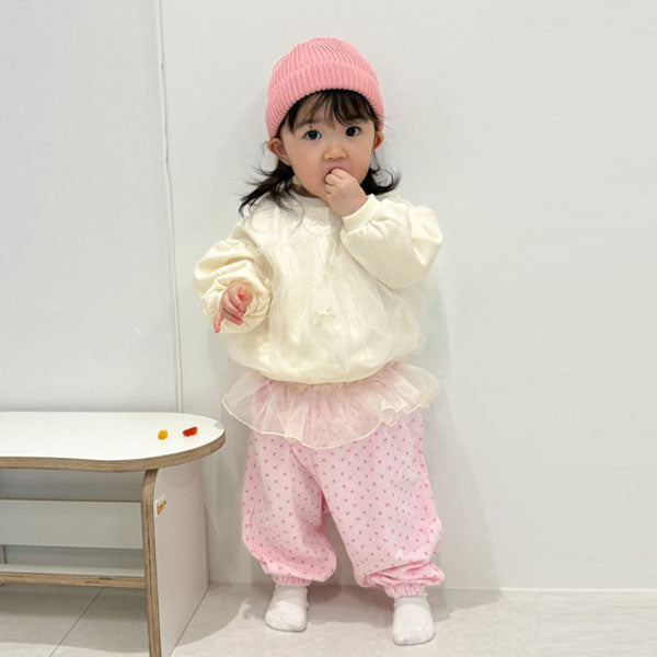 Terry Lace Pants Korean toddler pants in pink made in Korea