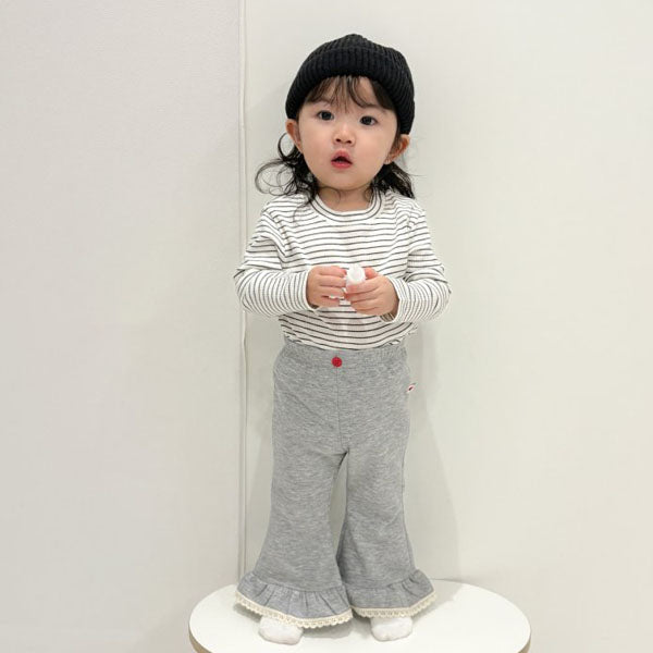 Lace Bootcut Pants Korean toddler pants in heather made in Korea