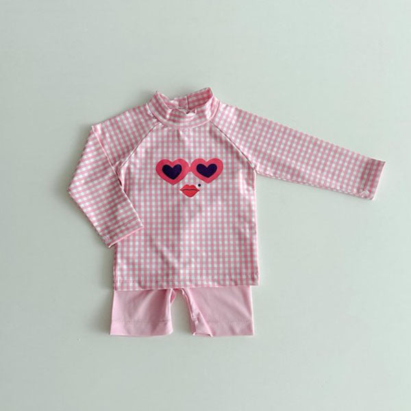 Sparkly Eye Rash Guard Set Korean toddler rashguard in yellow(pants color) made in Korea