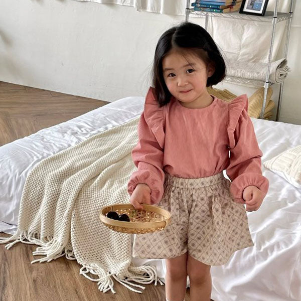 Soft Corduroy Blouse Korean toddler blouse in green made in Korea