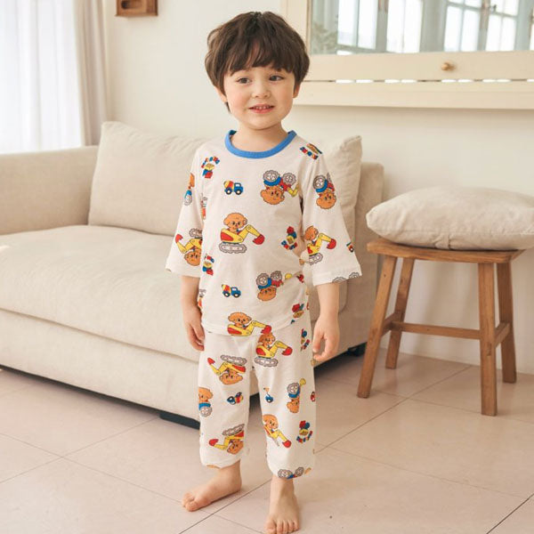 2026 SS Jacquard Cropped Loungewear Korean toddler loungewear in dessert blue made in Korea