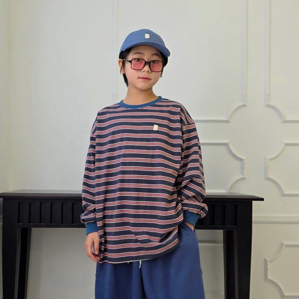 Phase Stripe Tee Korean toddler t-shirt in navy made in Korea