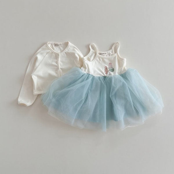 Ruffle Cardigan Set Korean toddler sweater in mint made in Korea