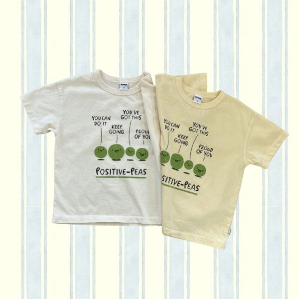 Pea Cheer T-Shirt Korean toddler t-shirt in light beige made in Korea