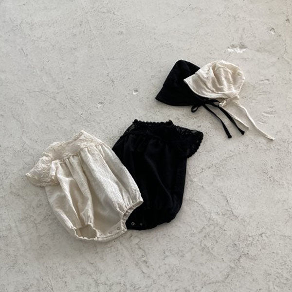 Pleats Romper with Bonnet