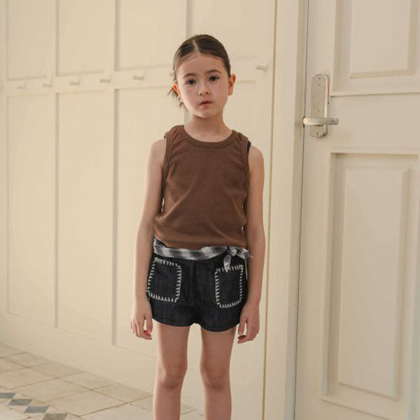 Basic Sleeveless Top Korean toddler tank top in cream made in Korea