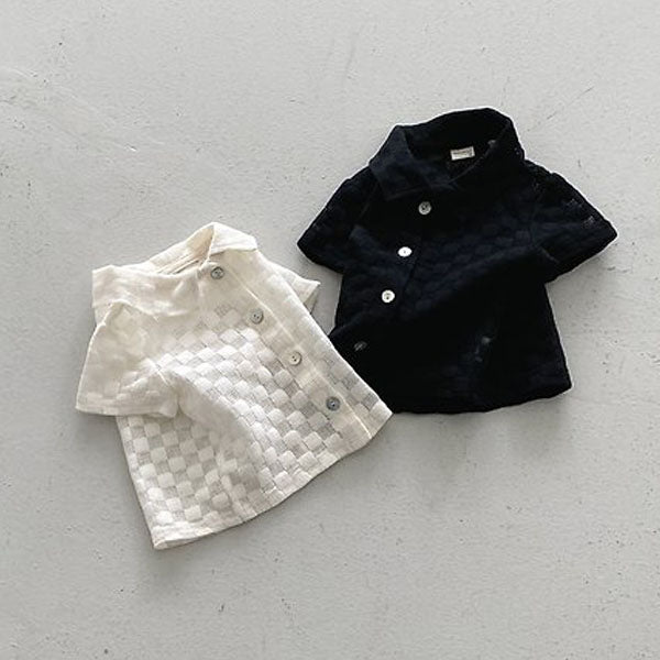 Square Shirt Korean toddler shirt in ivory made in Korea