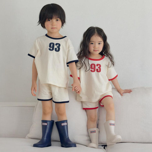 93 Set Korean toddler set in cream-red made in Korea