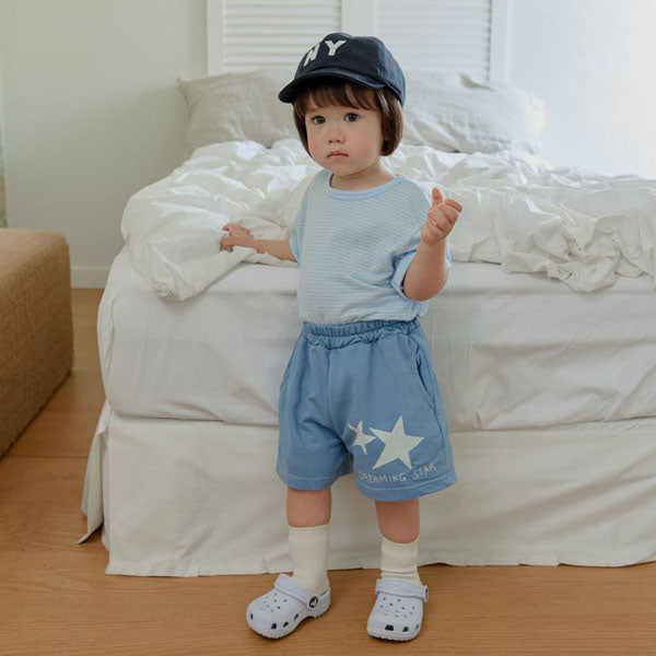 Star Shorts Korean toddler shorts in light melange made in Korea