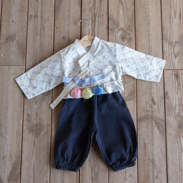 Blue Plum Blossom Pants Set