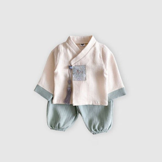 Hatch Embroidered Boys Hanbok