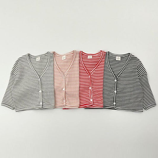 Milk Stripe V-Neck Cardigan