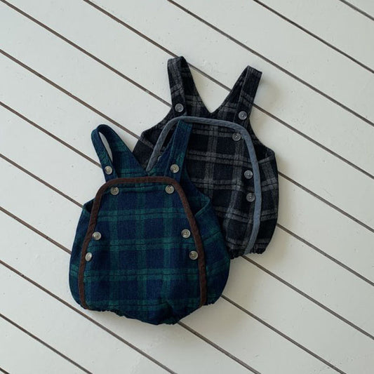 Blue Check Overalls Suit