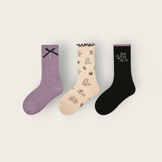 Flower Bunny 3pcs Socks Set
