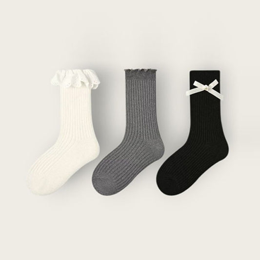 Frill Ribbon 3pcs Socks Set