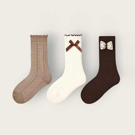 Heart Ribbon 3pcs Socks Set