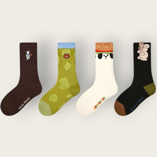 White Mouse 4pcs Socks Set