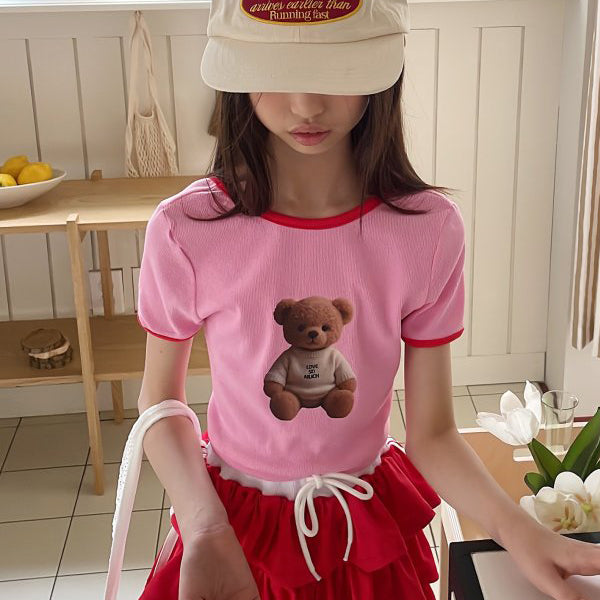 Ribbed Bear Fitted Tee