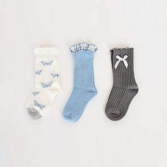 Blue Butterfly Socks Set