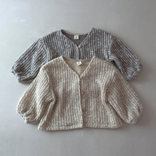 Wool Slub Knit Cardigan