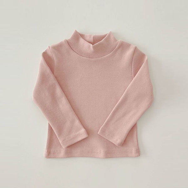 Camiseta básica de cuello alto color melocotón