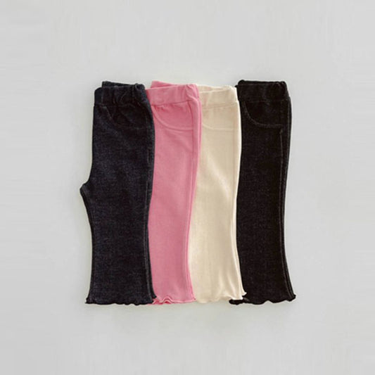 Denim Ruffle Bootcut Pants