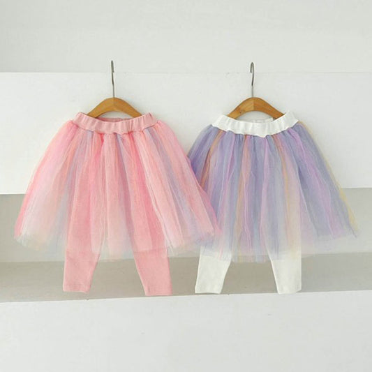 Rainbow Tulle Skirt Leggings
