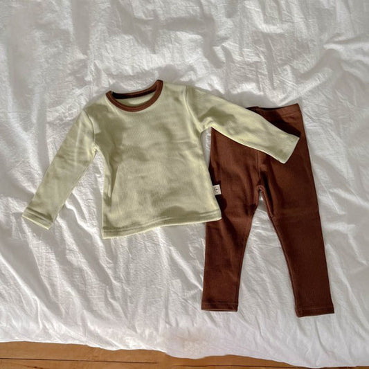 Peach Warm Sweet Color Block Loungewear