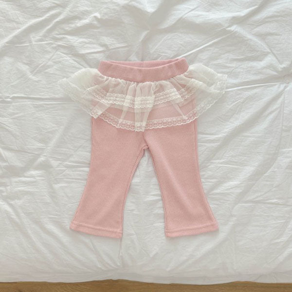 Tiered Lace Bootcut Pants