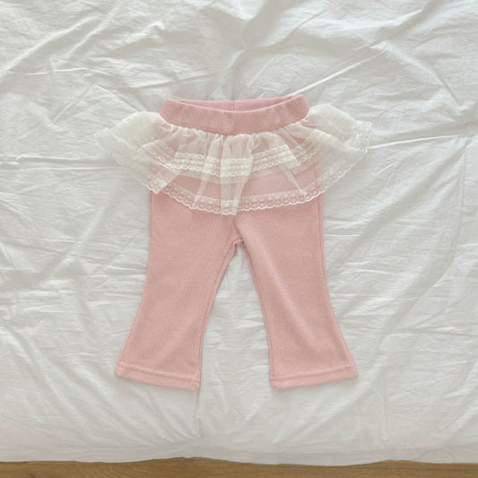 Tiered Lace Bootcut Pants