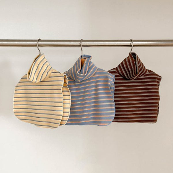 Fleece Stripe Mock Neck