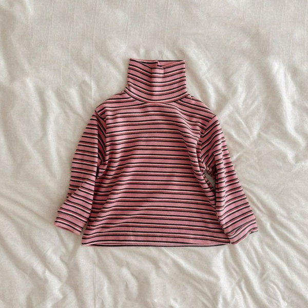 Fleece Loose-Fit Stripe Turtleneck