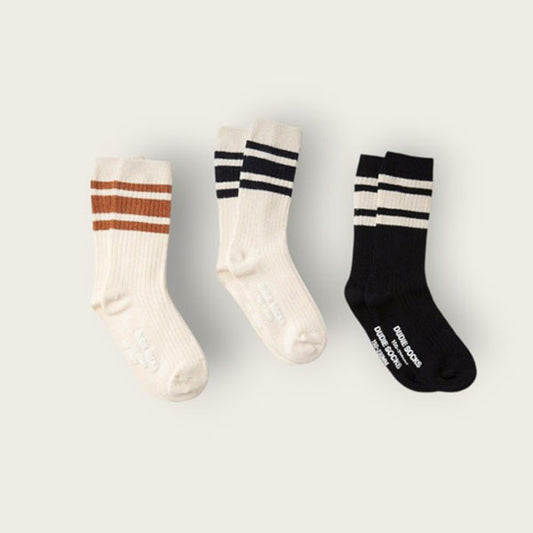 Three-Stripe Contrast 3-Piece Socks Set