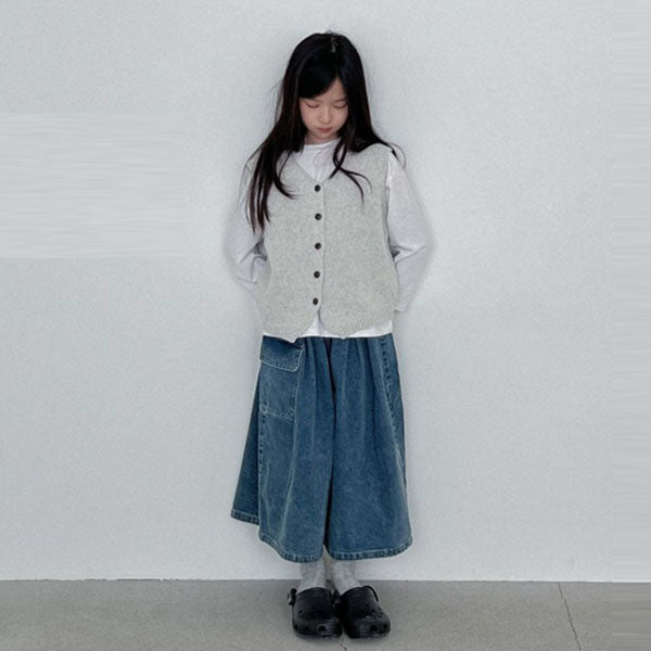 Pocket Denim Skirt Pants