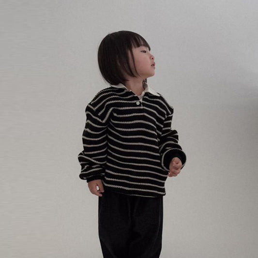 (Bebe) Stripe Knit Collar Tee