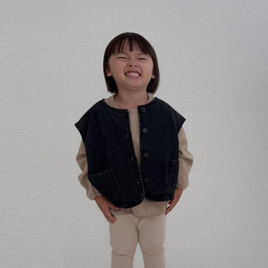 Square Black Denim Vest