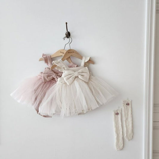 Rerun Frill Ribbon Shasha Suit (Peach Fleece)