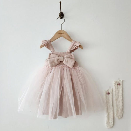 Rerun Frill Ribbon Shasha Dress (Peach Fleece)