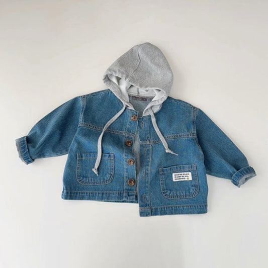 Label Hooded Denim Jacket