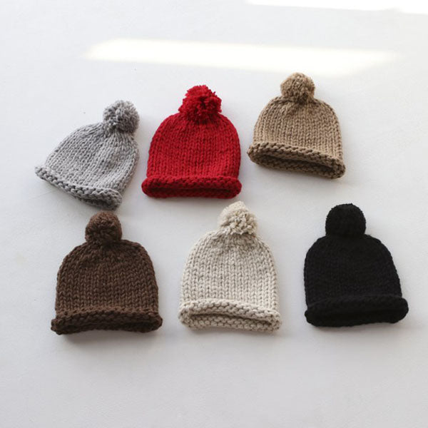 Hand-knit Pom Mango Beanie