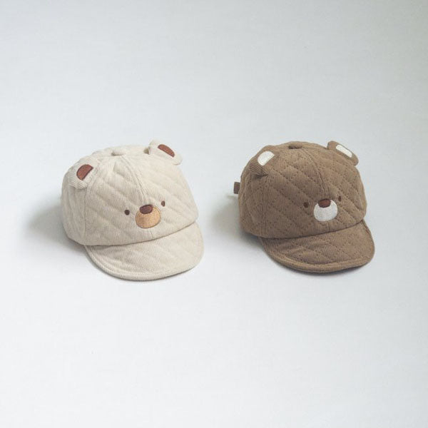 Quilted Corduroy Bear Cap